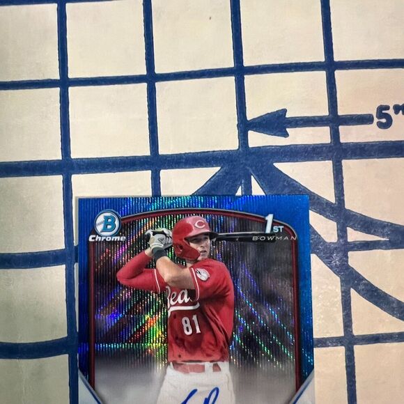 2023 Bowman Draft - Chrome Prospect Autographs Connor Burns #CDA-CB Blue Wave - Picture 5 of 8